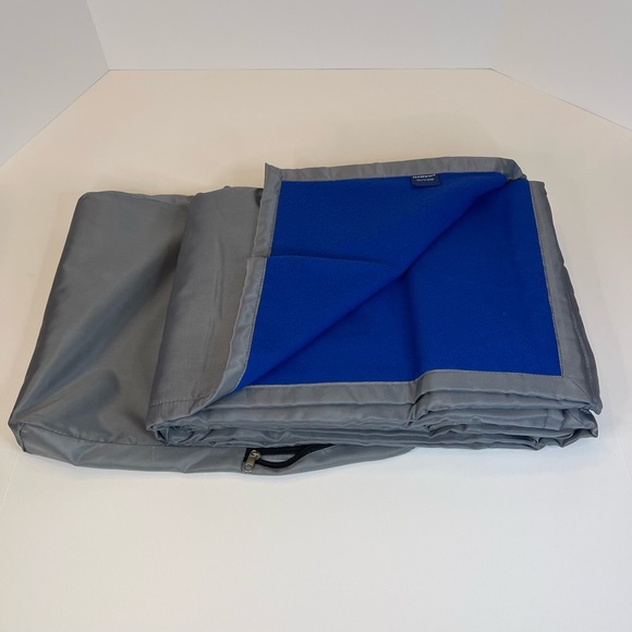 Reversible Fleece / Nylon Folding Picnic Travel Blanket With Carry Case Handle - Picture 2 of 6